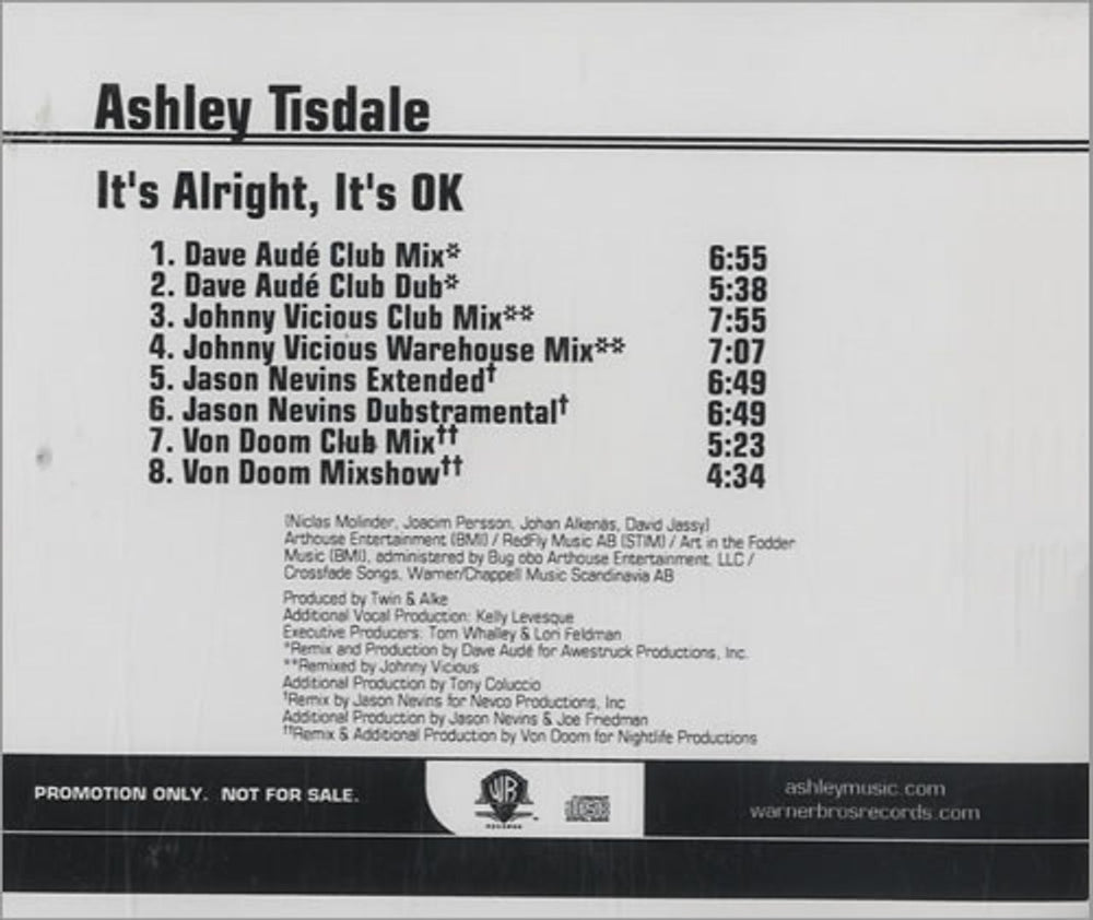 Ashley Tisdale It's Alright, It's Ok US Promo CD single (CD5 / 5") PRO-CDR-519509