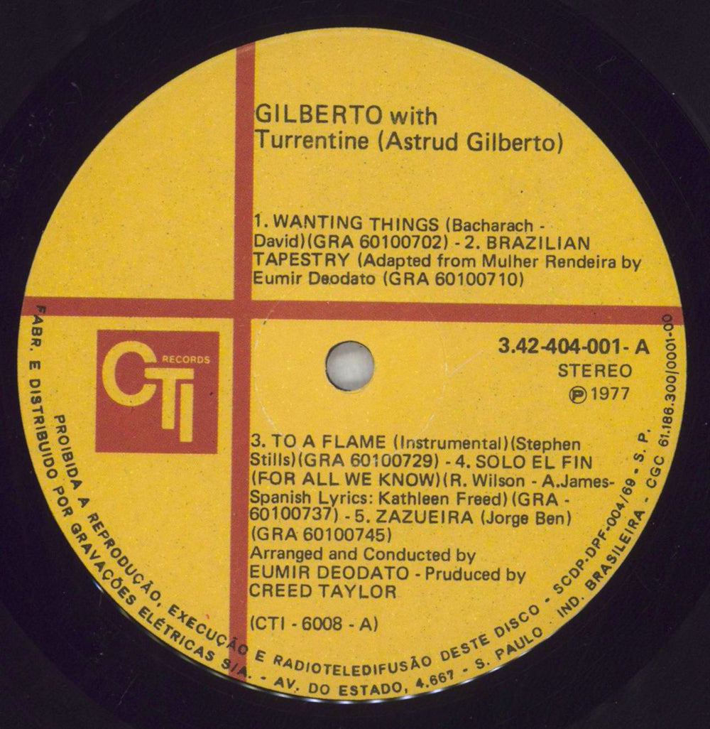 Astrud Gilberto Gilberto With Turrentine Brazilian vinyl LP album (LP record) AGBLPGI826597