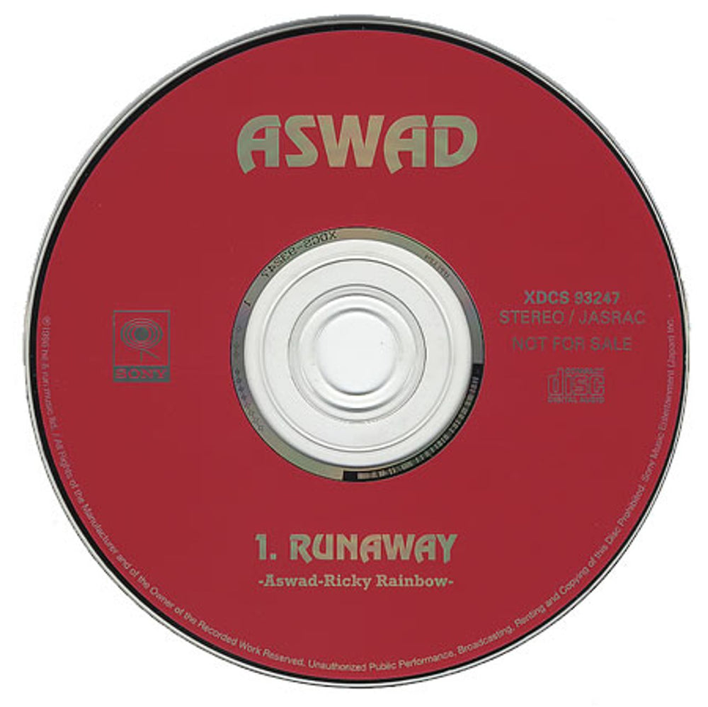 Aswad Runaway Japanese Promo CD single (CD5 / 5") ASWC5RU173636