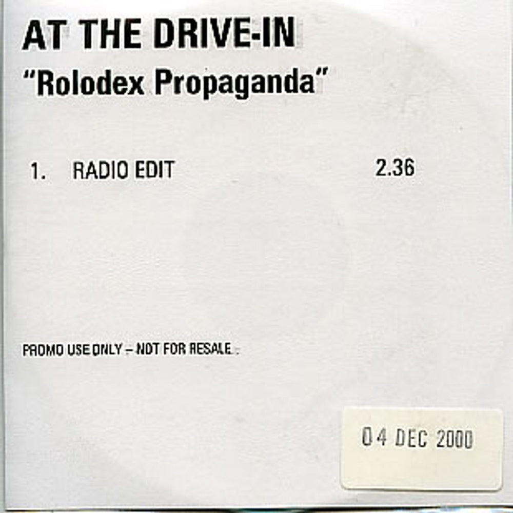 At The Drive-In Rolodex Propaganda UK CD-R acetate CD-R ACETATE