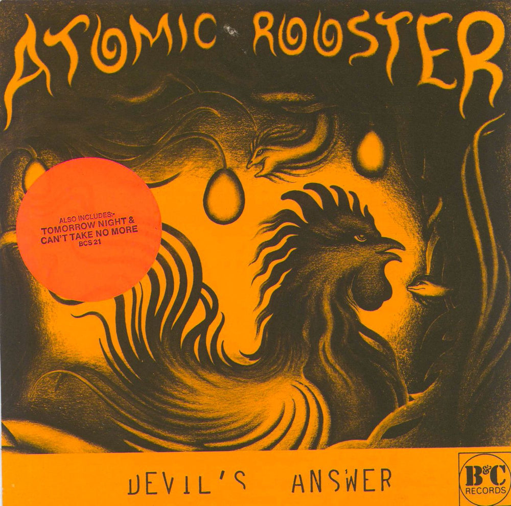 Atomic Rooster Devil's Answer - Stickered Sleeve UK 7" vinyl single (7 inch record / 45) BCS21