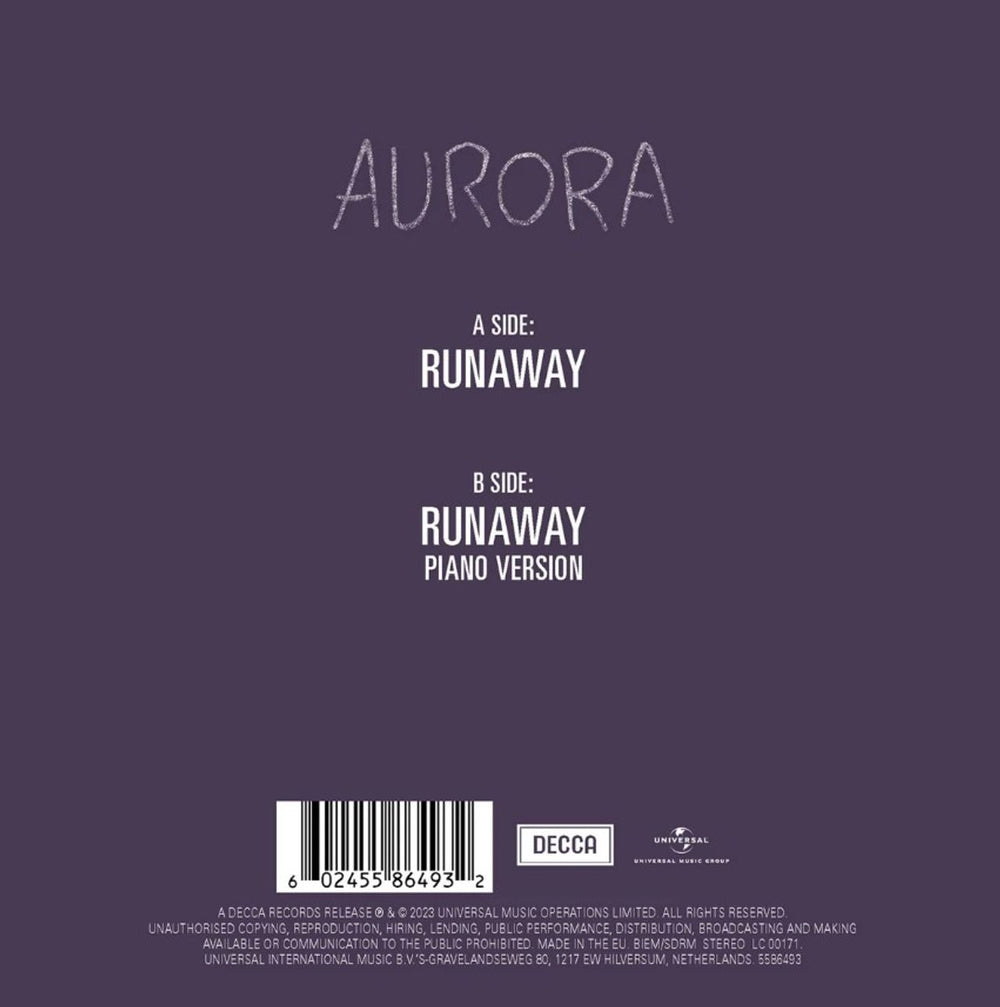 Aurora Runaway - Blue Vinyl - Sealed UK 7" vinyl single (7 inch record / 45) AUR07RU830696