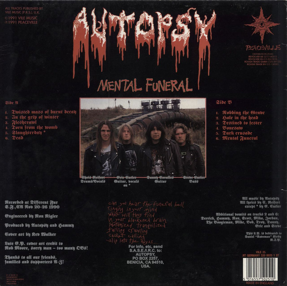 Autopsy Mental Funeral UK vinyl LP album (LP record) 5016557502510