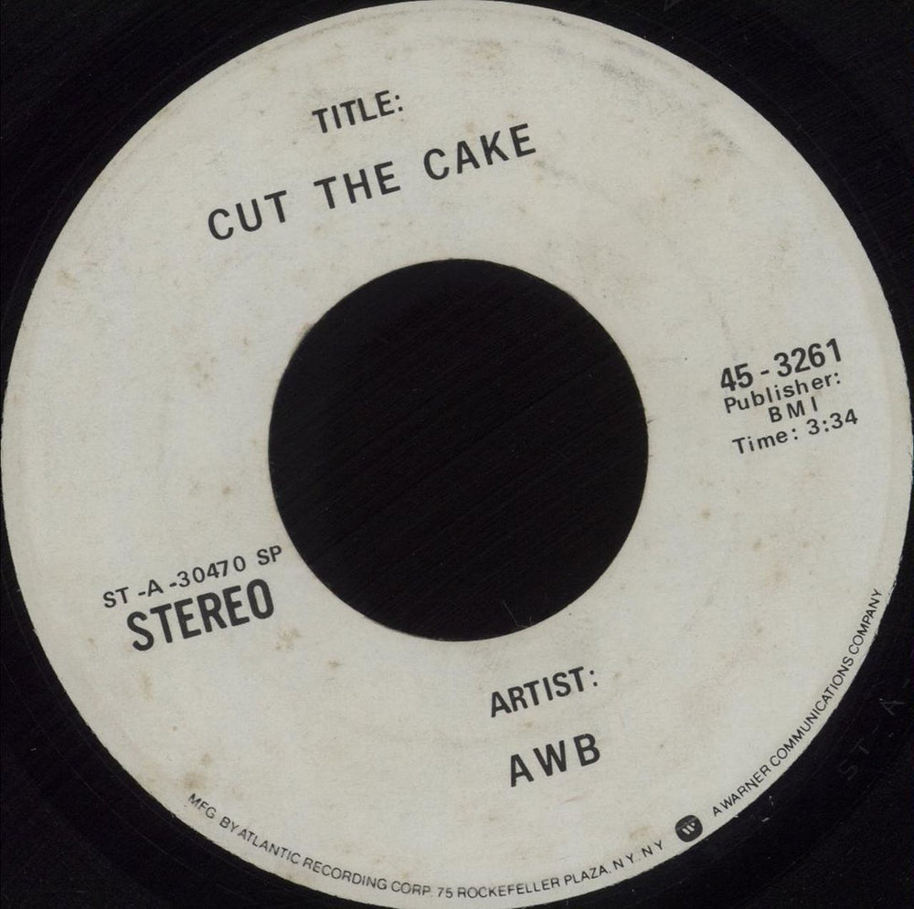 Average White Band Cut The Cake US Promo 7" vinyl single (7 inch record / 45) 45-3261