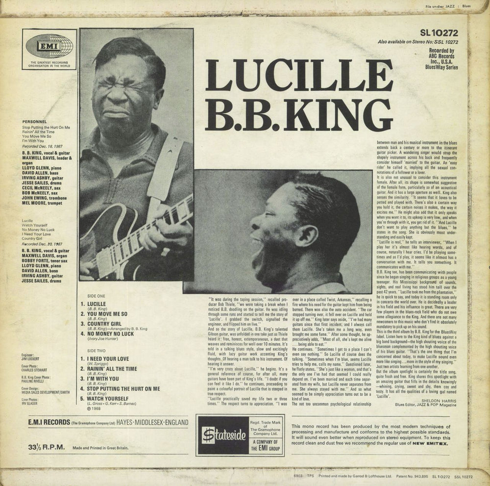 B B King Lucille UK vinyl LP album (LP record)