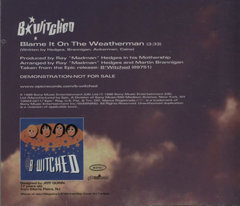 B*Witched Blame It On The Weatherman US Promo CD single (CD5 / 5") B54C5BL143946