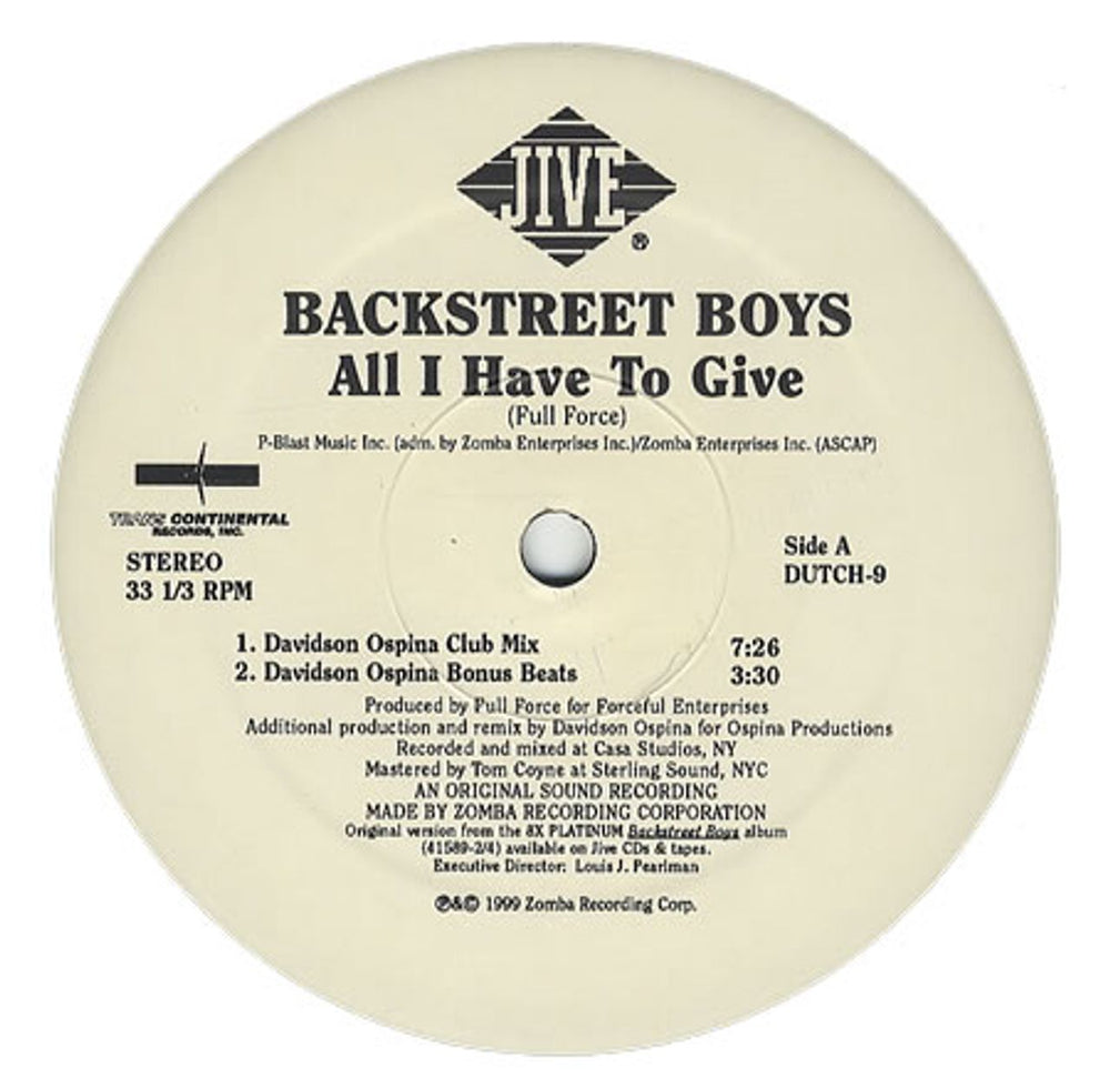 Backstreet Boys All I Have To Give - Double Pack US Promo 12" vinyl single (12 inch record / Maxi-single) DUTCH-9