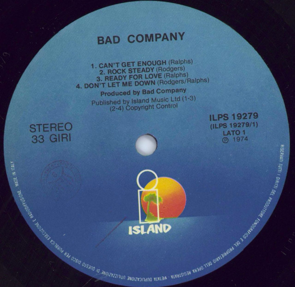 Bad Company Bad Company Italian vinyl LP album (LP record) BCOLPBA789186