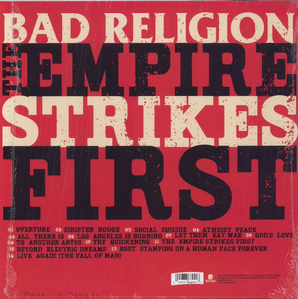 Bad Religion The Empire Strikes First US vinyl LP album (LP record) 045778669417