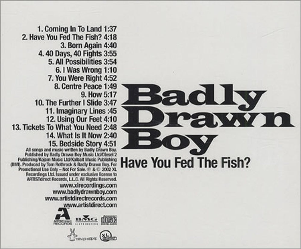 Badly Drawn Boy Have You Fed The Fish? US Promo CD album (CDLP) ADADV-01066