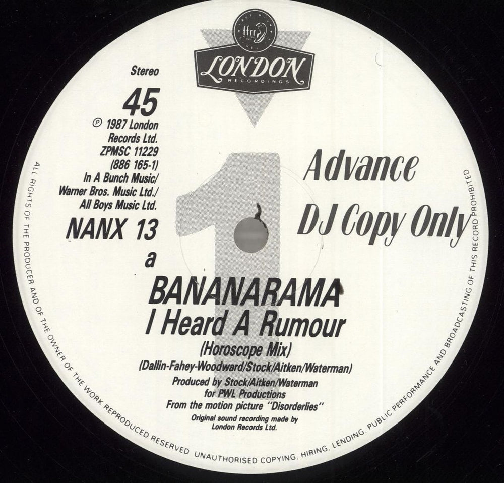 Bananarama I Heard A Rumour UK Promo 12" vinyl single (12 inch record / Maxi-single) NANX13