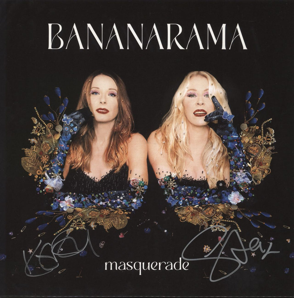 Bananarama Masquerade - Blue Vinyl + Autographed UK vinyl LP album (LP record) SYNK25V