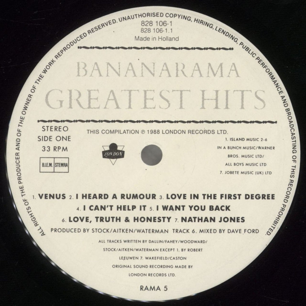 Bananarama The Greatest Hits Collection Dutch vinyl LP album (LP record) BANLPTH245019