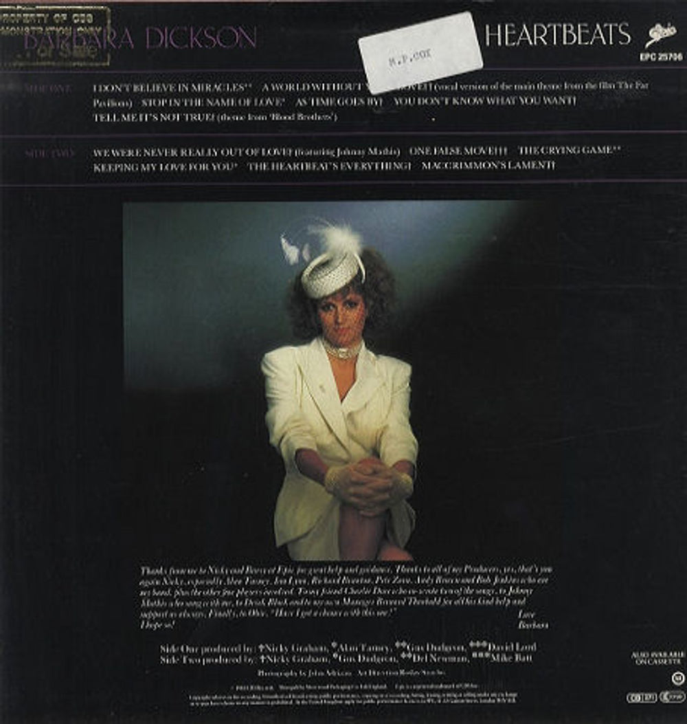 Barbara Dickson Heartbeats UK vinyl LP album (LP record) BDKLPHE421171