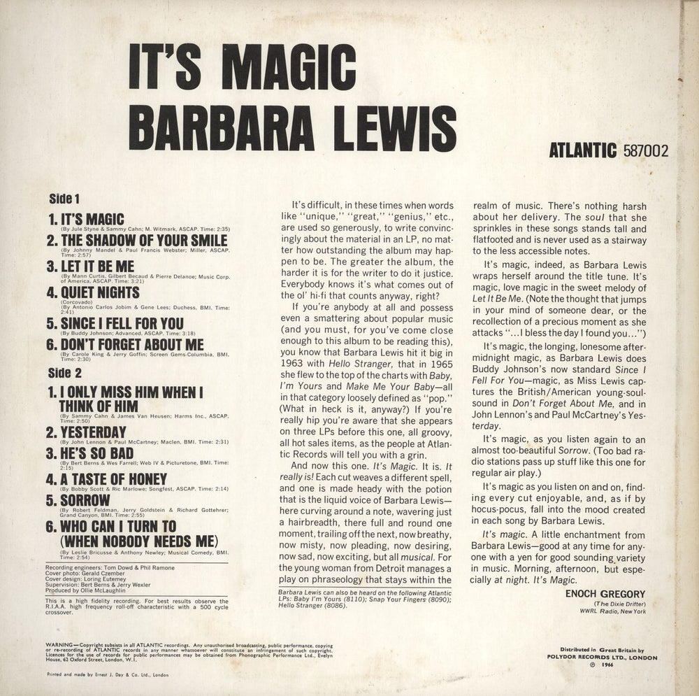 Barbara Lewis It's Magic UK vinyl LP album (LP record)