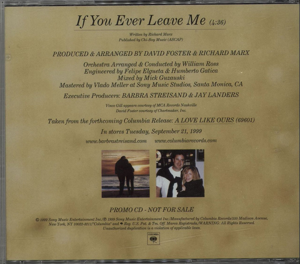 Barbra Streisand If You Ever Leave Me US Promo CD single (CD5 / 5") BARC5IF146831