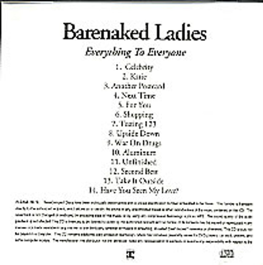 Barenaked Ladies Everything To Everyone US Promo CD-R acetate CDR ACETATE