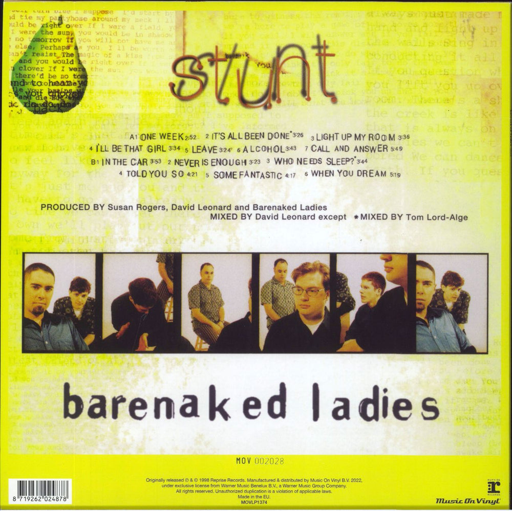 Barenaked Ladies Stunt - Yellow Vinyl UK vinyl LP album (LP record) 8719262024878