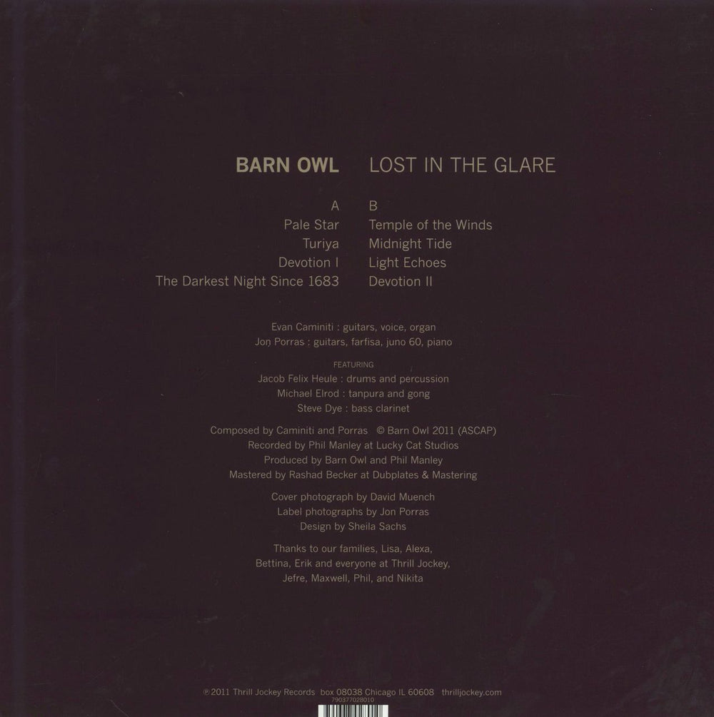 Barn Owl Lost In The Glare - Clear Vinyl US vinyl LP album (LP record)