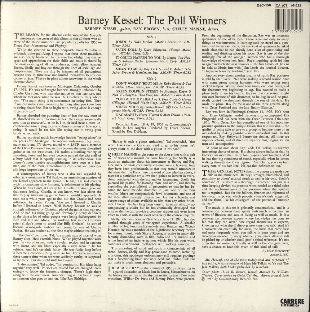 Barney Kessel The Poll Winners French vinyl LP album (LP record)