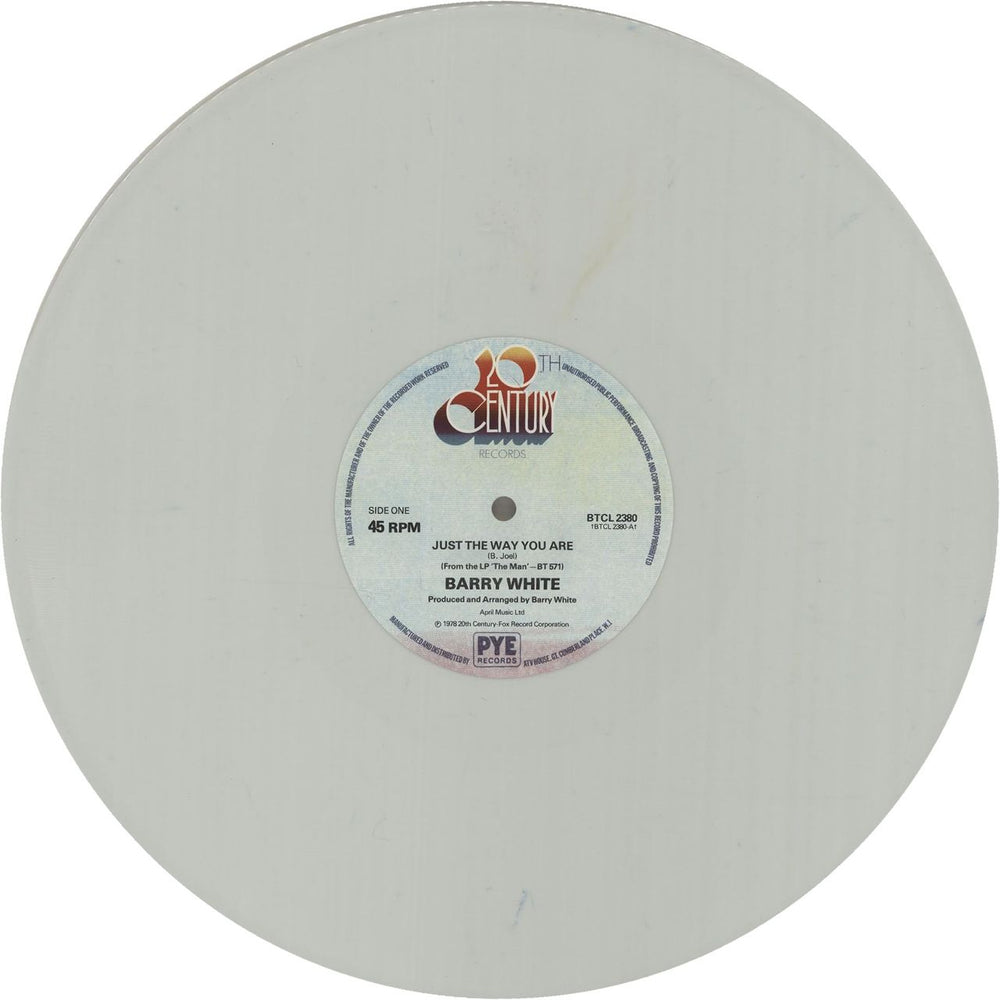 Barry White Just The Way You Are - White Vinyl UK 12" vinyl single (12 inch record / Maxi-single) BRW12JU522094