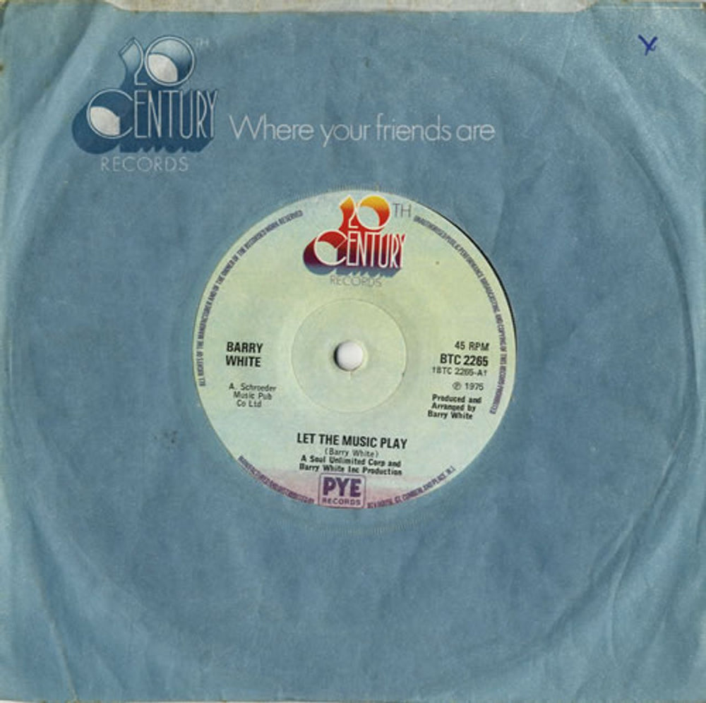 Barry White Let The Music Play - Solid UK 7" vinyl single (7 inch record / 45) BTC2265