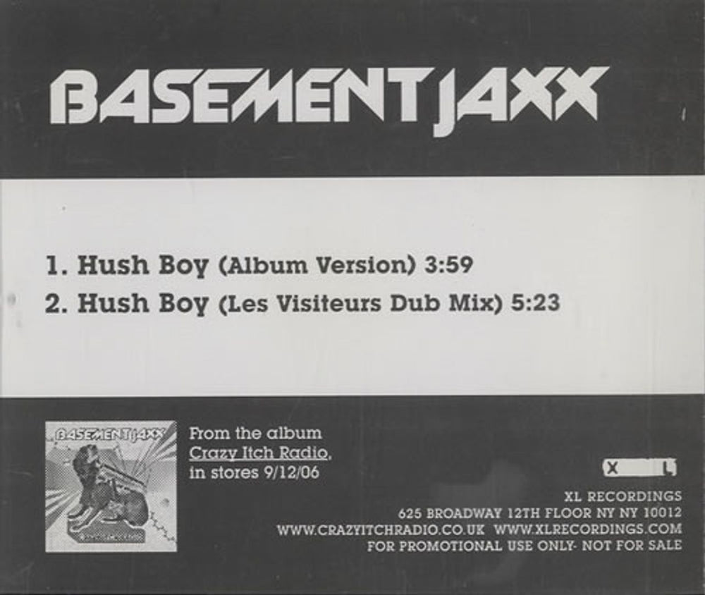 Basement Jaxx Hush Boy US Promo CD single (CD5 / 5") BJXC5HU451925