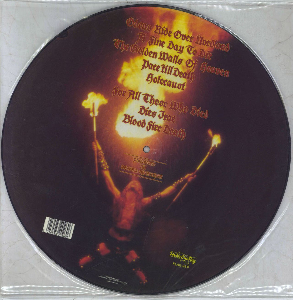 Bathory Blood Fire Death UK picture disc LP (vinyl picture disc album) 5016583202606