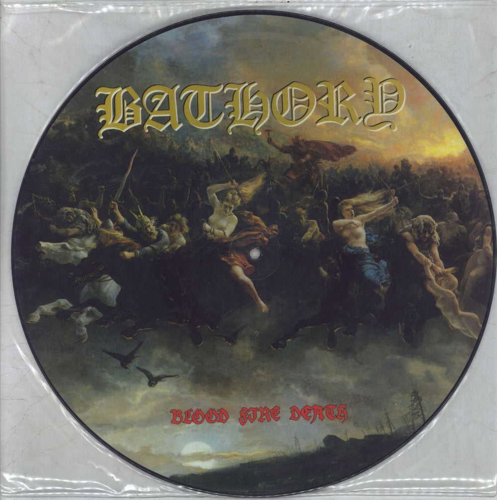 Bathory Blood Fire Death UK picture disc LP (vinyl picture disc album) FLAG26P