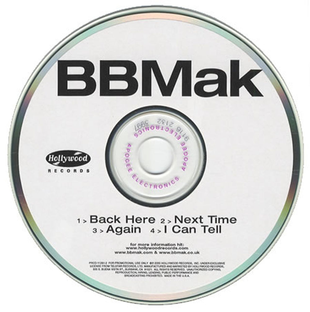 Bbmak Back Here US Promo CD-R acetate CD ACETATE