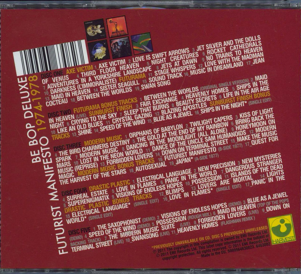 Be Bop Deluxe Futurist Manifesto - The Harvest Years 1974 - 1978 - EX UK 5-CD album set