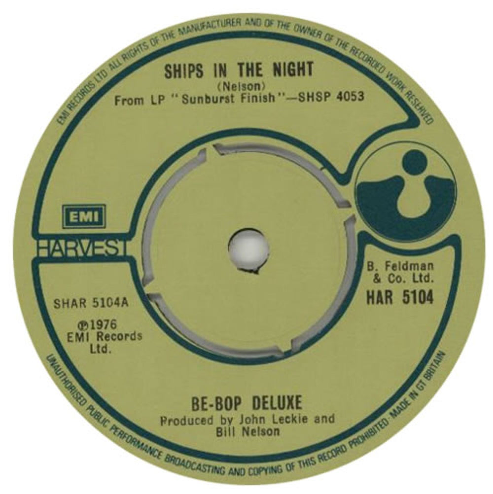 Be Bop Deluxe Ships In The Night UK 7" vinyl single (7 inch record / 45) BEP07SH334566