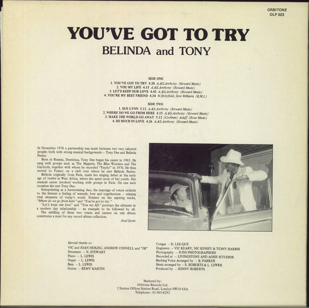 Belinda And Tony You've Got To Try UK vinyl LP album (LP record)