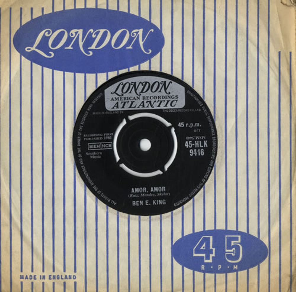 Ben E. King Amor, Amor UK 7" vinyl single (7 inch record / 45) 45-HLK9416