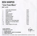 Ben Harper Live From Mars UK Promo CD-R acetate CDR ACETATE