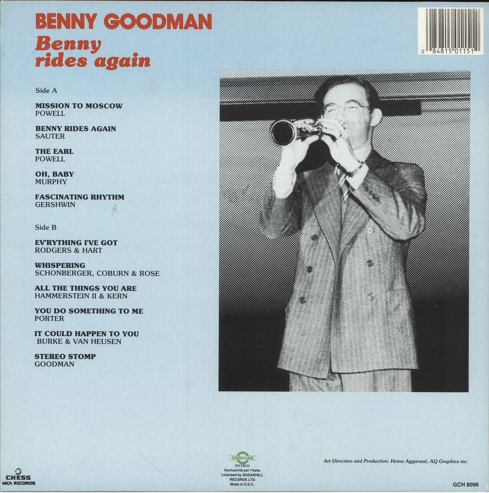 Benny Goodman Benny Rides Again Italian vinyl LP album (LP record) 084815011512