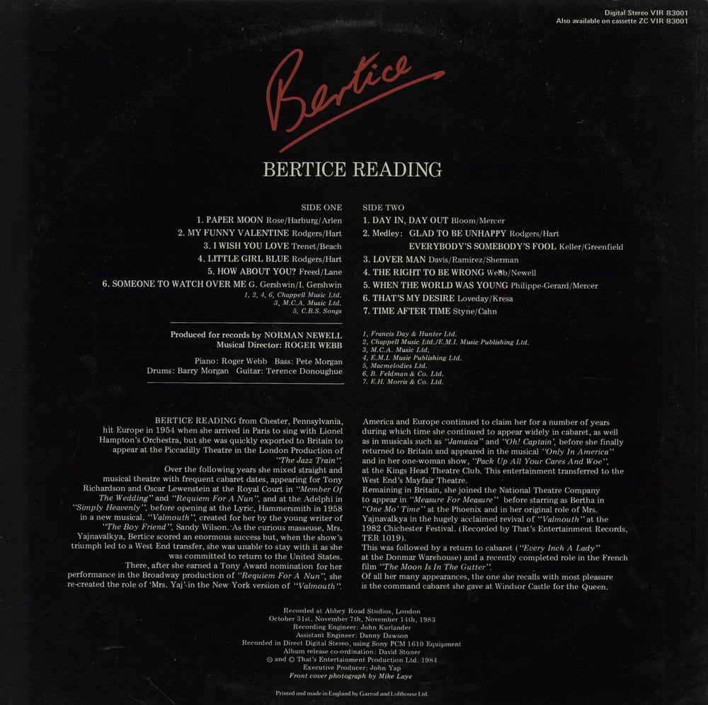 Bertice Reading Bertice UK vinyl LP album (LP record)