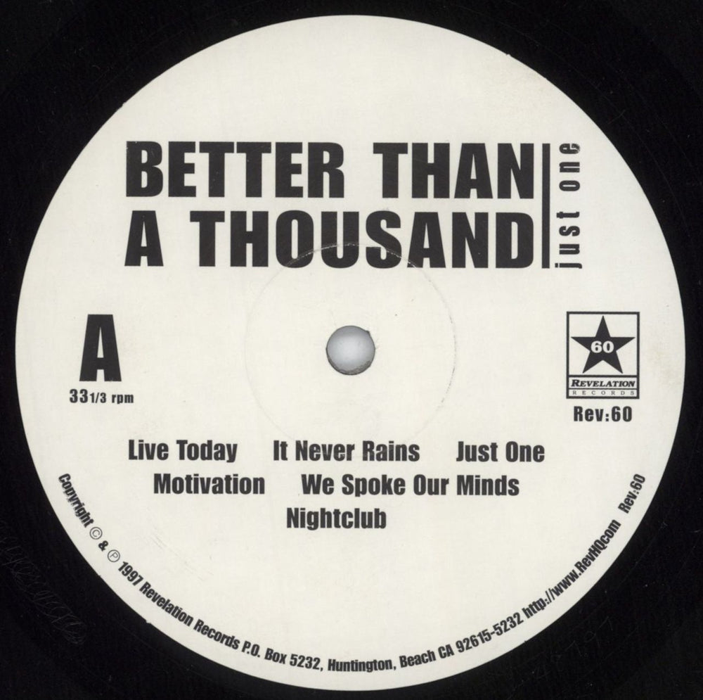 Better Than A Thousand Just One - 1st US vinyl LP album (LP record) 590LPJU815296