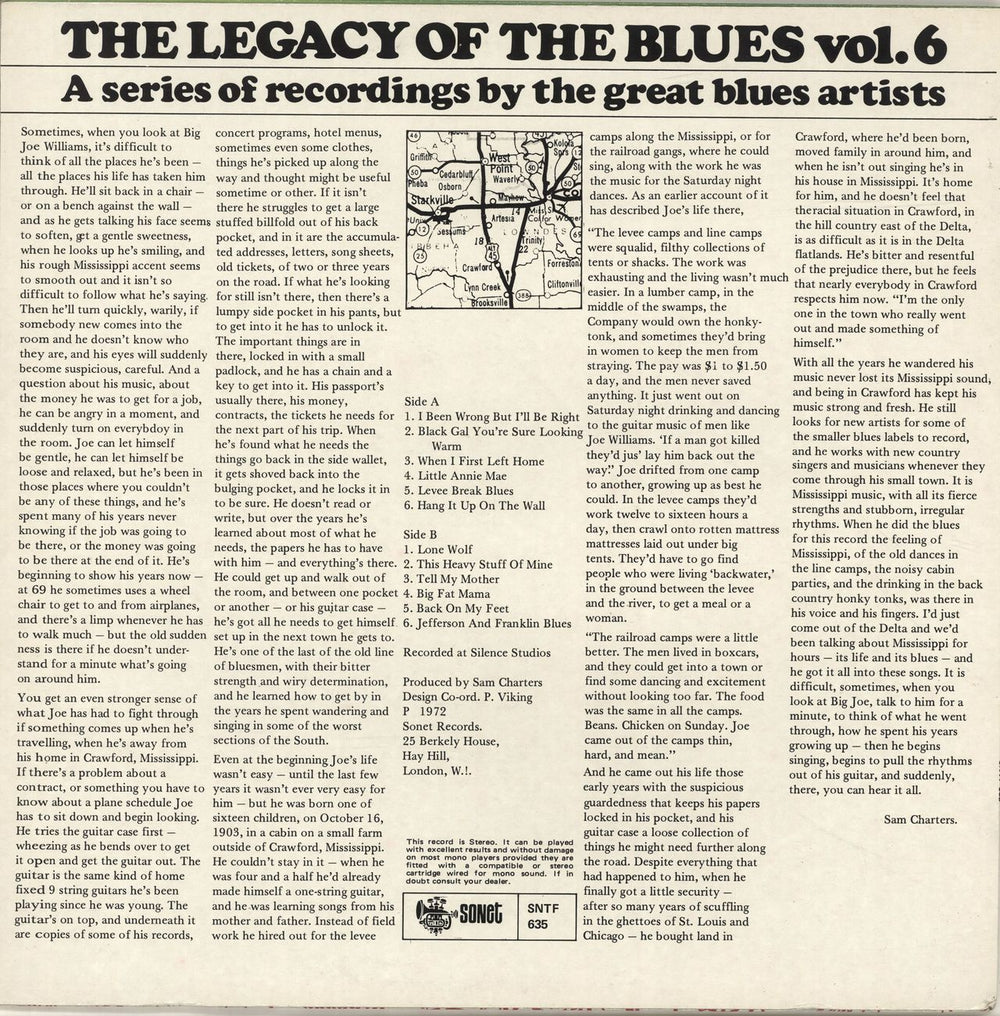 Big Joe Williams The Legacy Of The Blues Vol. 6 UK vinyl LP album (LP record)