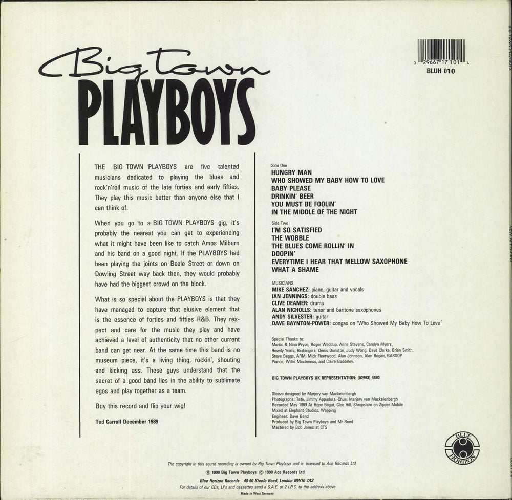 Big Town Playboys Now Appearing German vinyl LP album (LP record) 029667171014