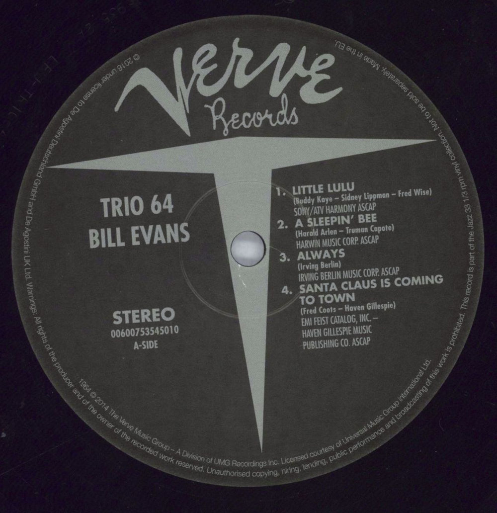 Bill Evans (Piano) Trio 64 - 180gram Vinyl UK vinyl LP album (LP record) BLVLPTR821397