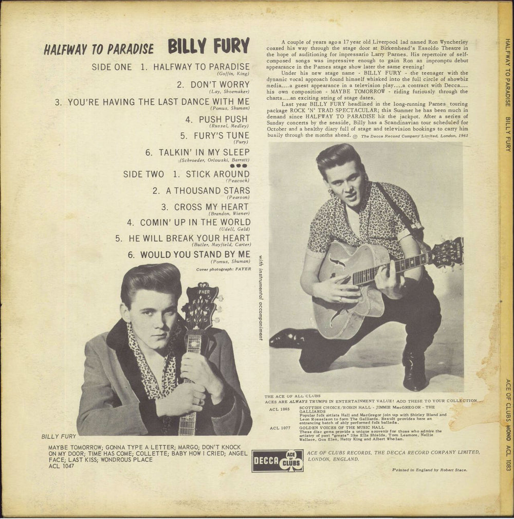 Billy Fury Halfway To Paradise UK vinyl LP album (LP record)