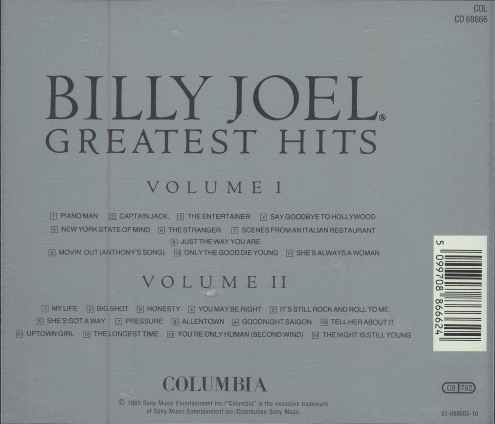 Billy Joel Greatest Hits Volume 1 & Volume II Austrian 2 CD album set (Double CD)