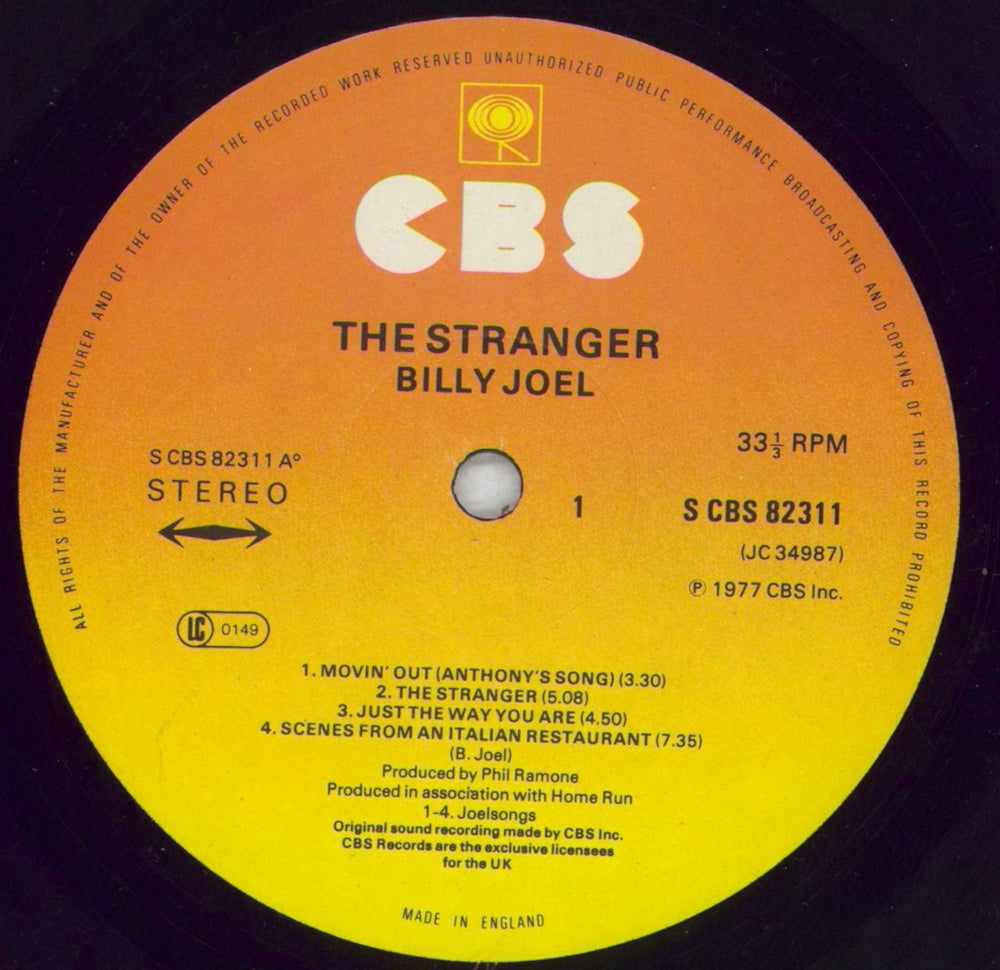 Billy Joel The Stranger + Insert - VG Sleeve UK vinyl LP album (LP record) BLYLPTH825740