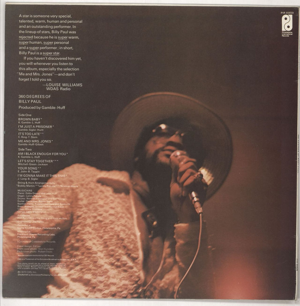 Billy Paul 360 Degrees Of Billy Paul UK vinyl LP album (LP record)