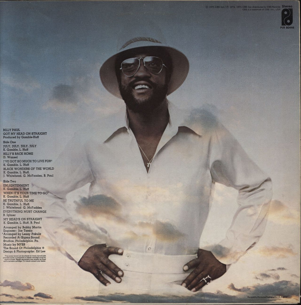 Billy Paul Got My Head On Straight UK vinyl LP album (LP record)