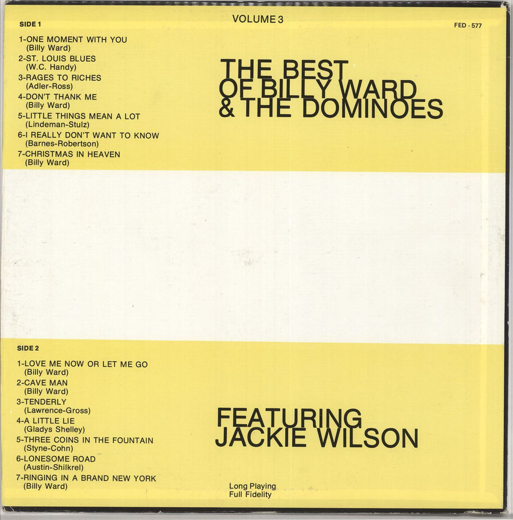 Billy Ward & The Dominoes The Best Of Billy Ward And The Dominoes Featuring Jackie Wilson - Volume 3 US vinyl LP album (LP record)