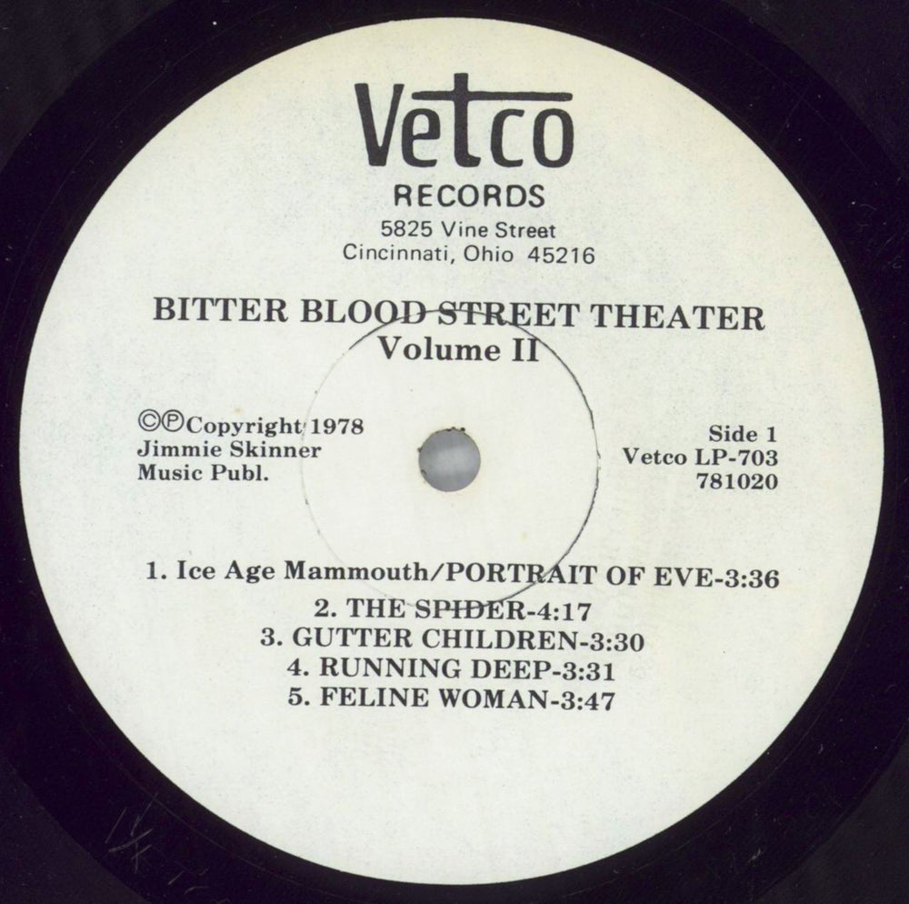 Bitter Blood Street Theatre Vol. 2 US vinyl LP album (LP record) 6YXLPVO825742