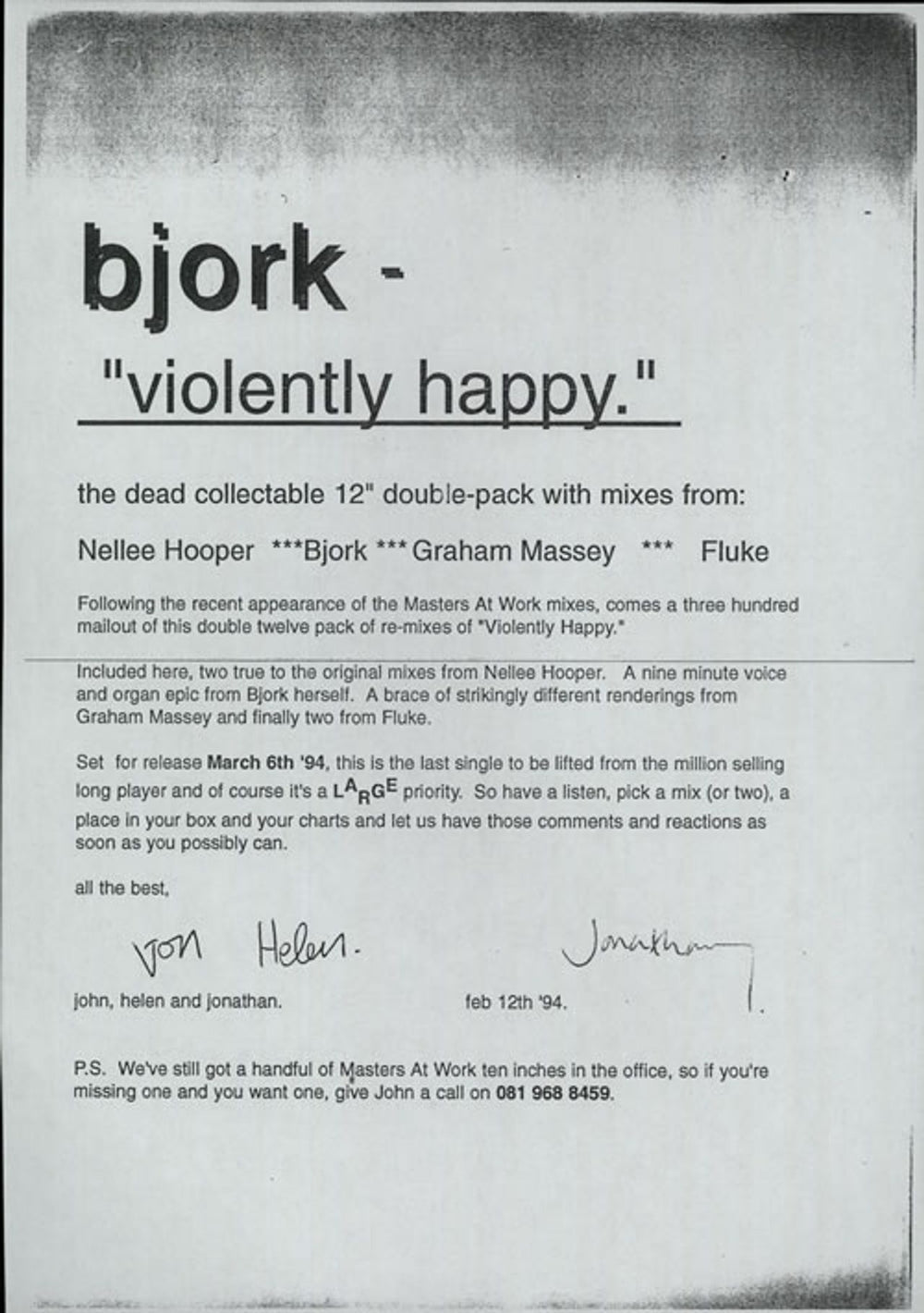 Björk Violently Happy - Double Pack UK Promo 12" vinyl single (12 inch record / Maxi-single) BJK12VI28789