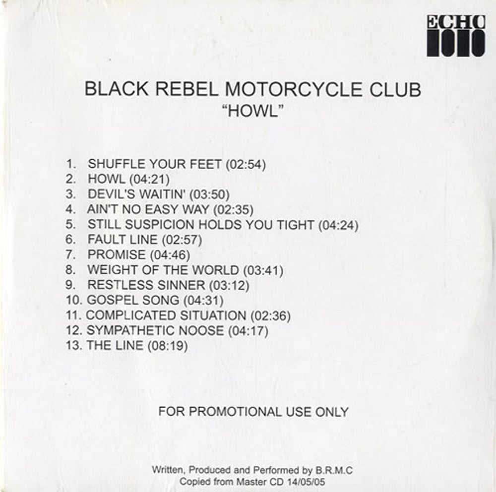 Black Rebel Motorcycle Club Howl UK Promo CD album (CDLP) ECHCD67 / 113.0067.220